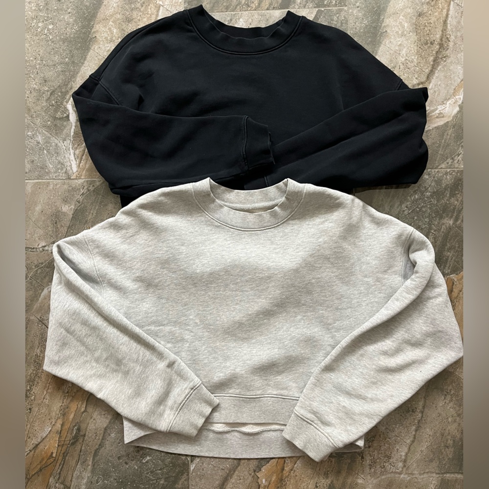 MATE the Label Black and Gray Crew Neck Sweaters